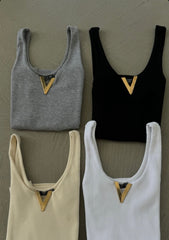 Gold accessorized Valentino full cotton tank top 3092