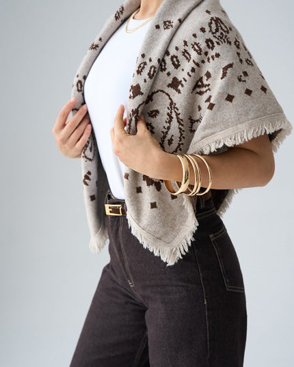 Cashmere-feel embroidered scarf 4061