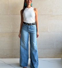 High waisted wide leg jeans light blue 4046