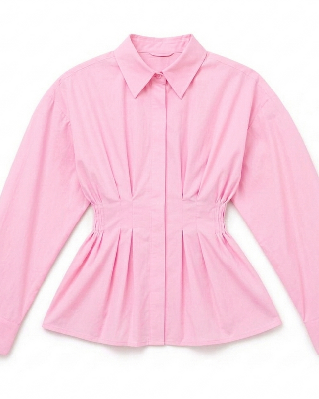 Waist detailed poplin shirts 4076