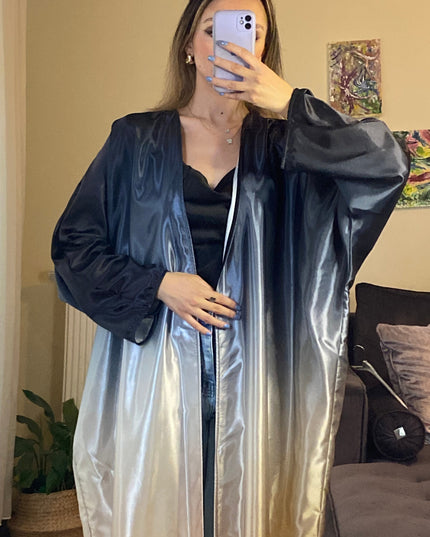 Ombre straight satin oversized open abaya 3083