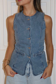 Premium denim buttoned vest 3097