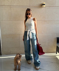 High waisted wide leg jeans light blue 4046
