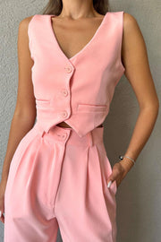 LIGHT PINK PREMIUM VEST AND PANTS SUIT