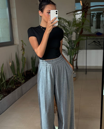 High waisted full cotton sweatpants 4082