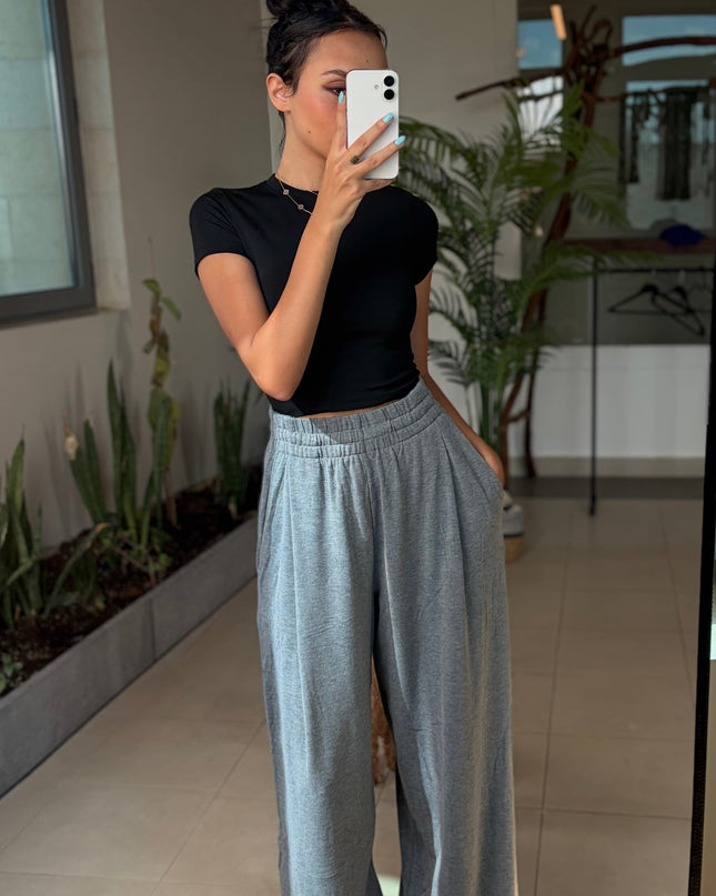 High waisted full cotton sweatpants 4083