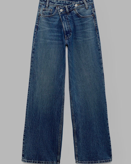 Dark blue asymmetrical jean 4027