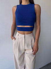 Crop detailed sleeveless top