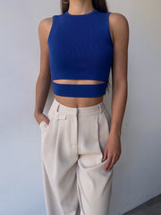 Crop detailed sleeveless top