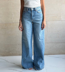 High waisted wide leg jeans light blue 4046