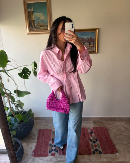 Waist detailed poplin shirts 4076