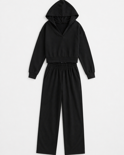 2 piece hooded cotton set elastic waisted 4072