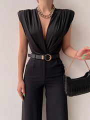 Padded sleeveless V-neck bodysuit