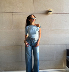 High waisted wide leg jeans light blue 4046