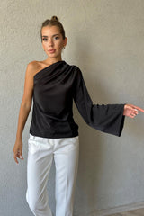 Satin one full shoulder top 3025