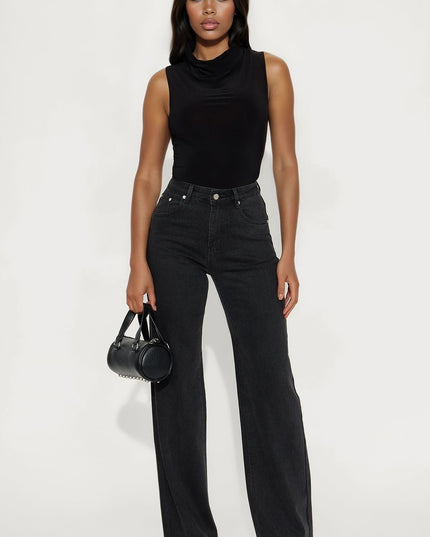 HIGH WAISTED WIDE LEG JEANS BLACK 4064