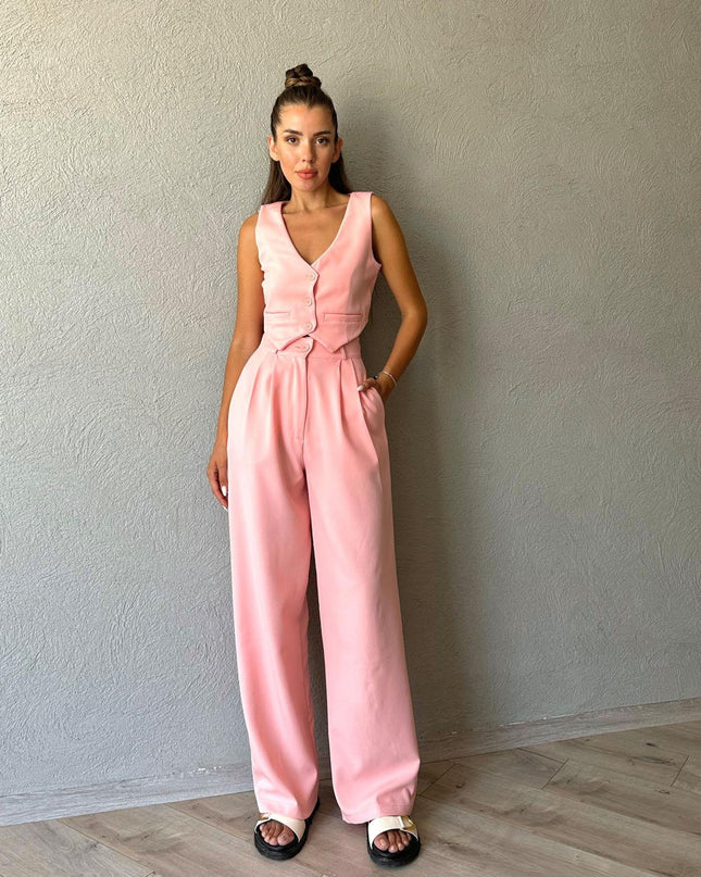 LIGHT PINK PREMIUM VEST AND PANTS SUIT