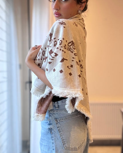 Cashmere-feel embroidered scarf 4061