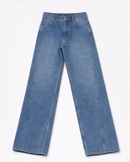 Wide leg ultra high waisted dark blue jeans 4062