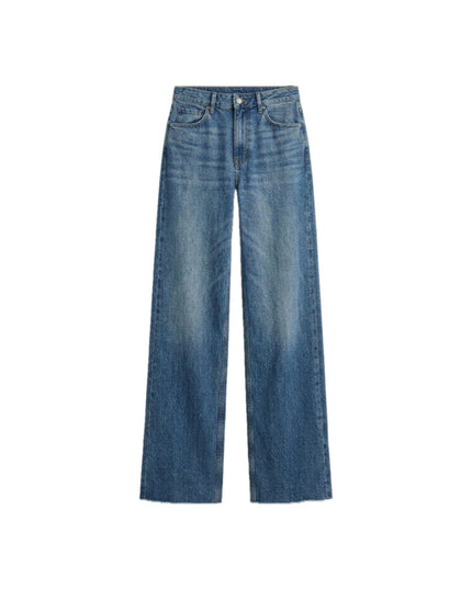 HIGH WAISTED WIDE LEG JEANS DARK BLUE 4049