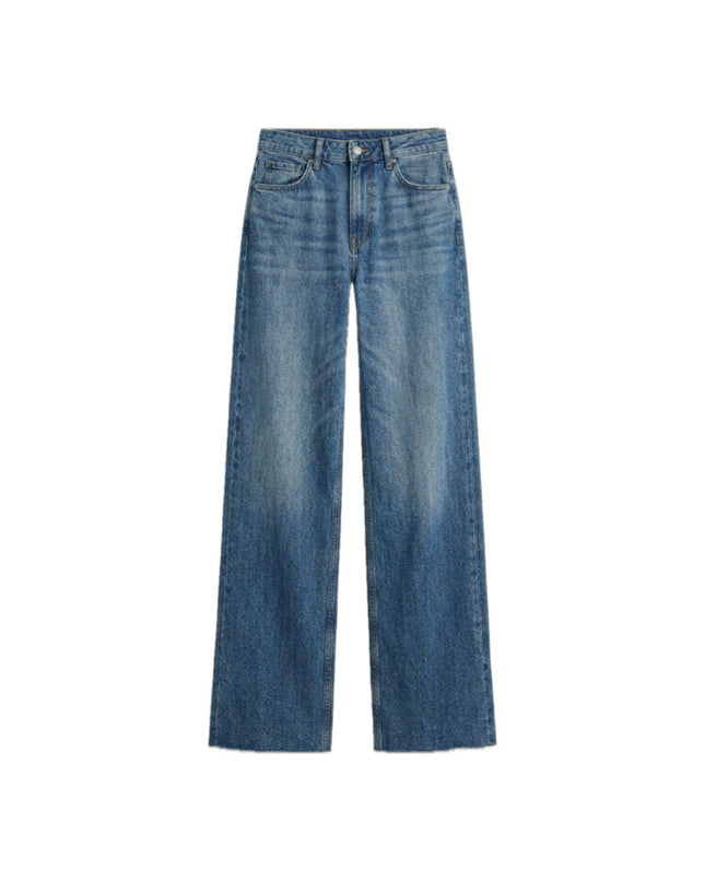 HIGH WAISTED WIDE LEG JEANS DARK BLUE 4049