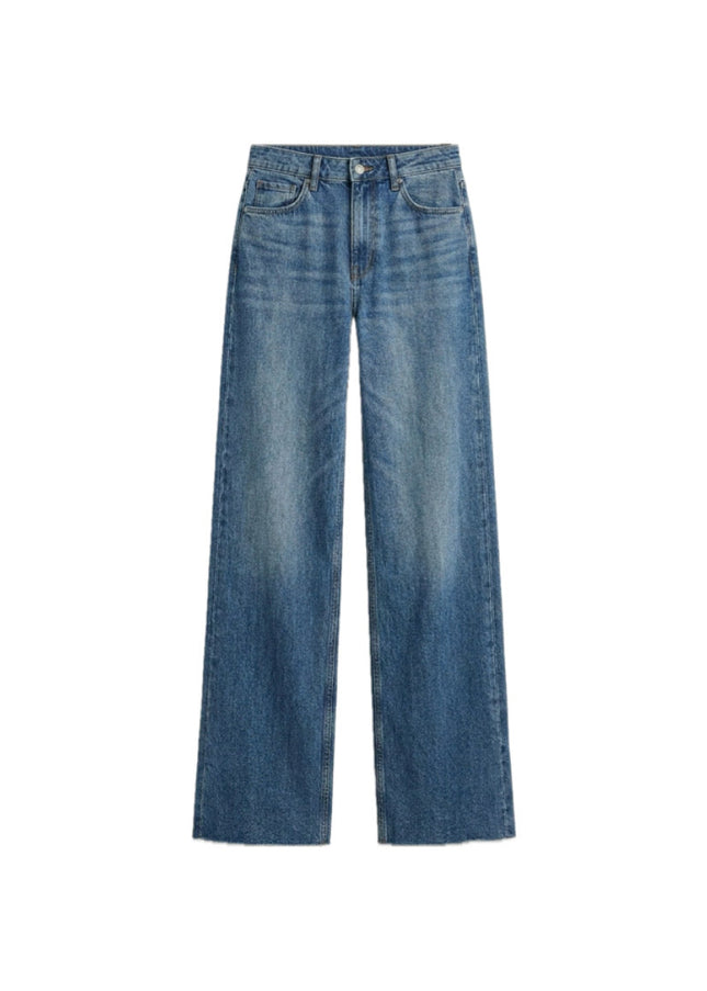 HIGH WAISTED WIDE LEG JEANS DARK BLUE 4049