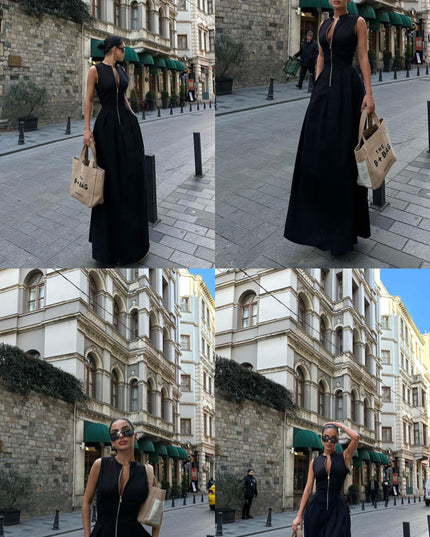 Full neck zippered maxi dress 3094