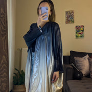 Ombre straight satin oversized open abaya 3083