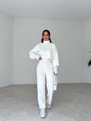 Turtleneck high waisted pants lounge set 3040