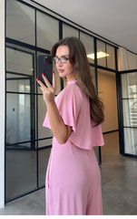 Pink High waisted sweatpants two pieces set 4022