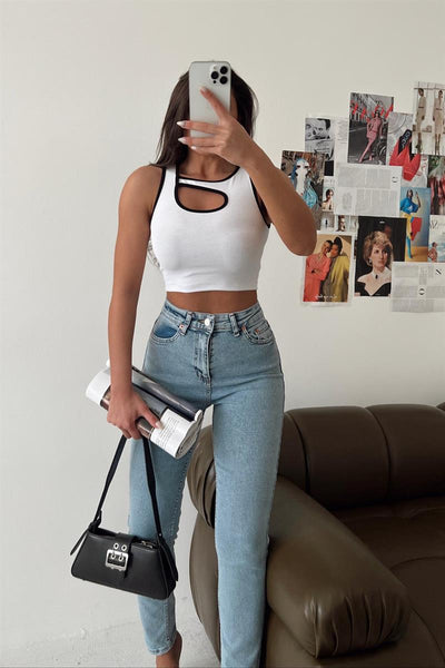 Cut out crop top in Black and White