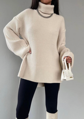 Oversized turtle neck knit-sweater 3039