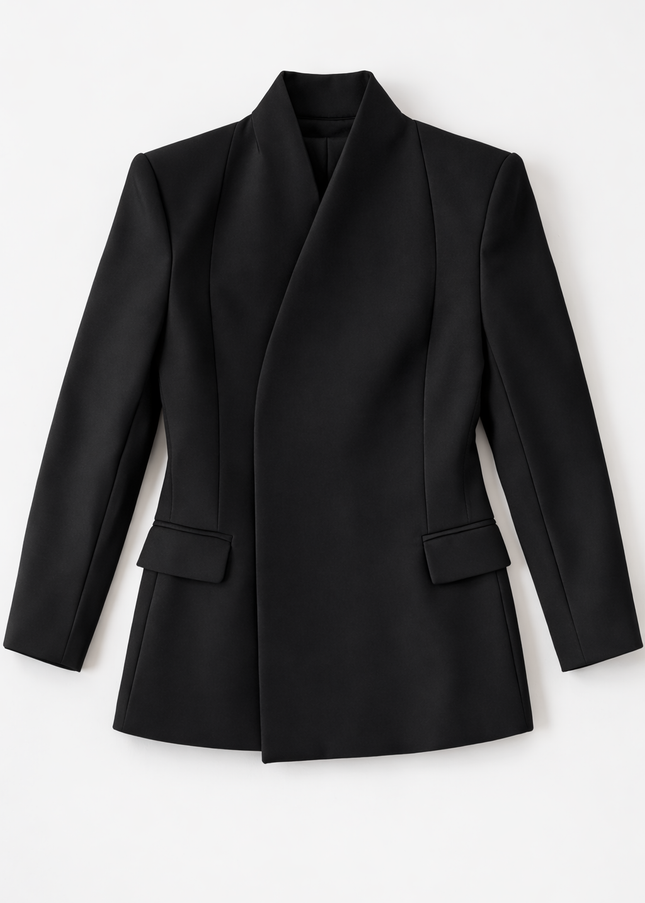 Full neck double breasted crepe blazer 4065