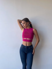 Crop detailed sleeveless top