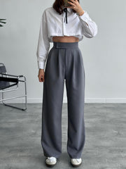 High waisted wide leg sticker detailed pants 3085