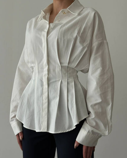 Waist detailed poplin shirts 4076