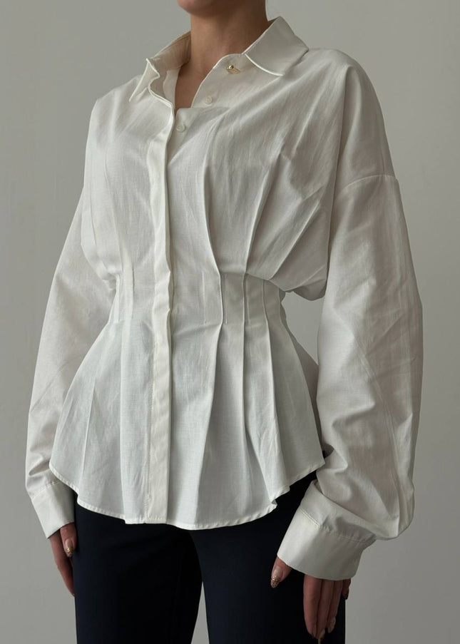 Waist detailed poplin shirts 4076