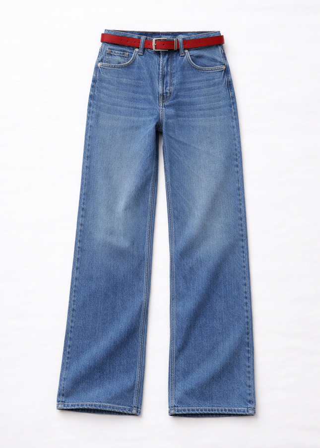 Wide leg ultra high waisted dark blue jeans 4062