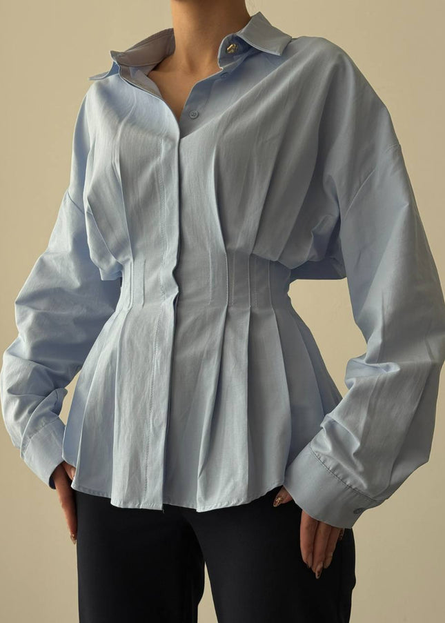 Waist detailed poplin shirts 4076