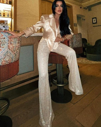 SATIN PADDED SHOULDERS JACKET