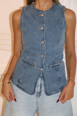 Premium denim buttoned vest 3097