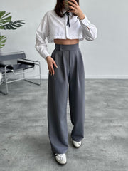 High waisted wide leg sticker detailed pants 3085