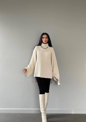 Oversized turtle neck knit-sweater 3039