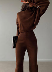 Turtleneck high waisted pants lounge set 3040