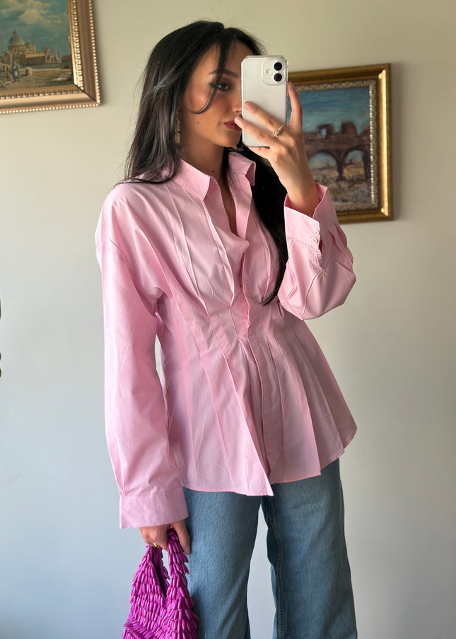 Waist detailed poplin shirts 4076