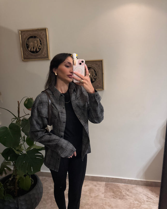 Gray winter flannel shirt 4054