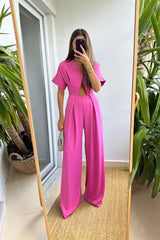 Crepe fabric wide legged jumpsuit 3028