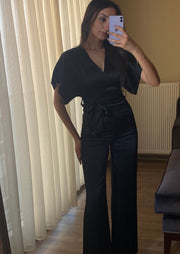 Belted silk jumpsuit