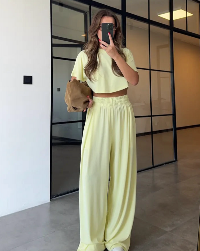 High waisted sweatpants two pieces set 4022