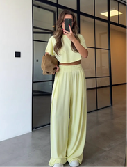 High waisted sweatpants two pieces set 4022